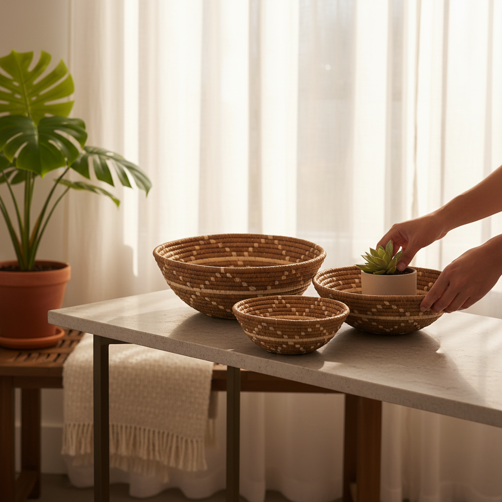 Corbeilles Ethniques Artisanales en Raphia