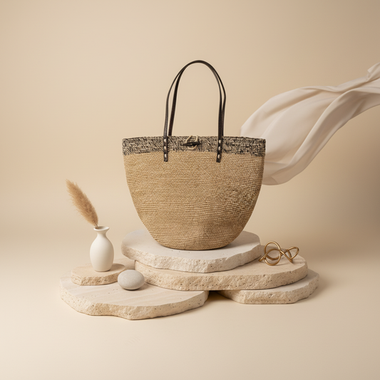 Sac Raphia Crocheté - Bouton en Corne De Zébu